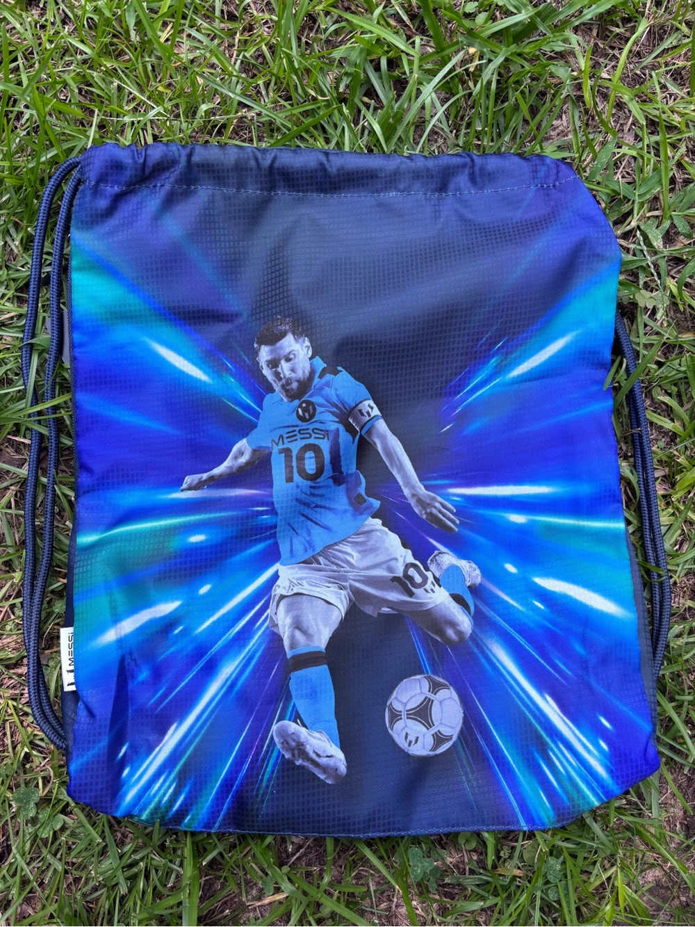 Blue Messi 10 Graphic Drawstring Backpack - Unbranded